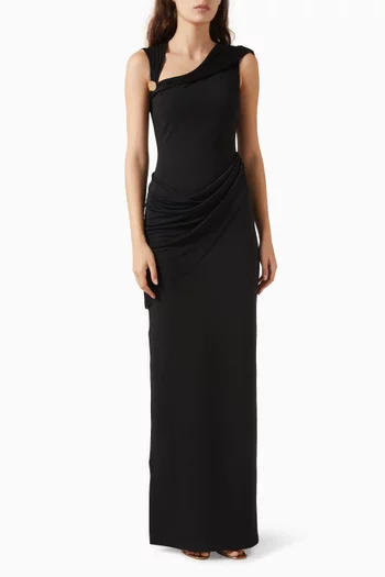 Elderberry Draped Dress in Cotton Blend