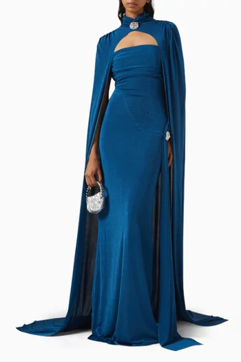 Dunessia Cape Dress in Cotton Blend