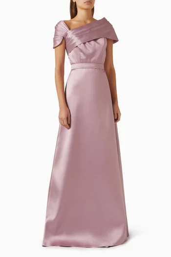 Asymmetrical Neckline Maxi Dress