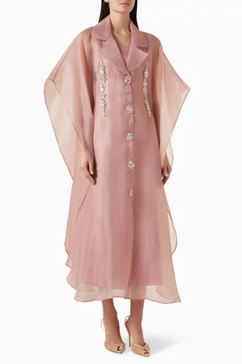 Crystal-embellished Cape & Dress Set in Organza