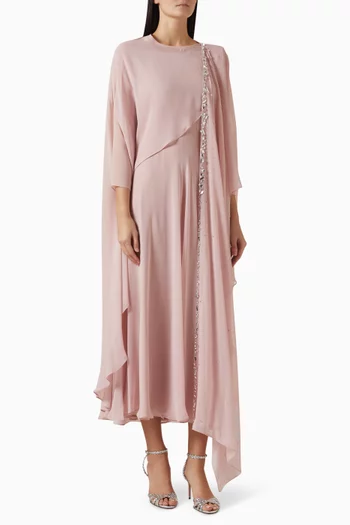 Embellished Cape-style Dress in Chiffon