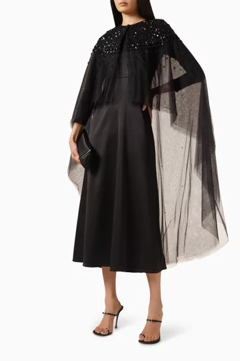 Sequin-embellished Cape & Dress Set