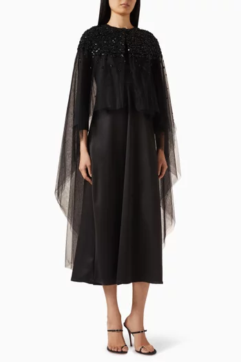 Sequin-embellished Cape & Dress Set