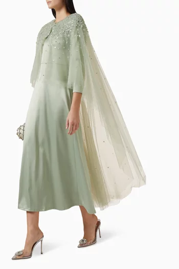 Sequin-embellished Cape & Dress Set