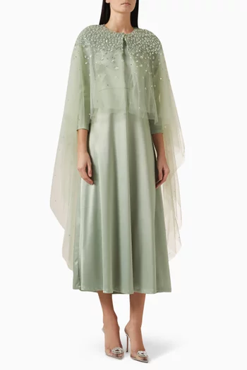 Sequin-embellished Cape & Dress Set