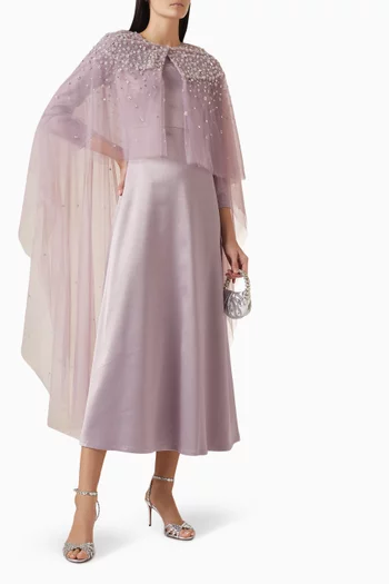 Sequin-embellished Cape & Dress Set