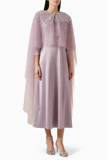 Sequin-embellished Cape & Dress Set