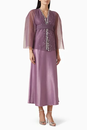 Embellished Cape & Dress Set in Tulle & Satin