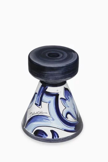 Maiolica-print Candle Holder in Ceramic