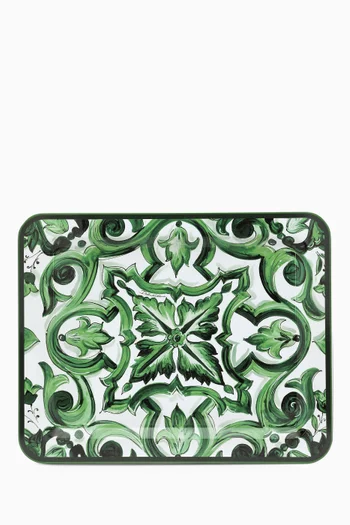 صينية متوسطة بنقشة مايولكا خشب