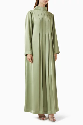 Pleated Panel High-neck Dress