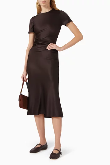 فستان مارسيل بكشكش مزيج حرير