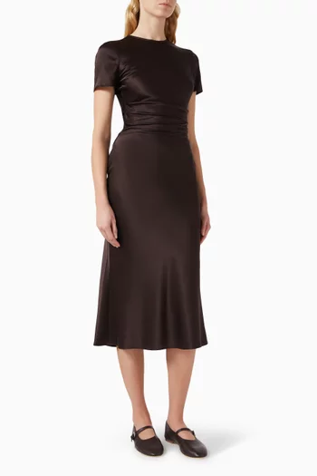 فستان مارسيل بكشكش مزيج حرير