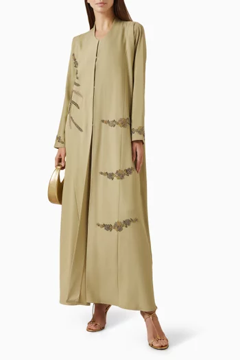 Bead Embellished Abaya in Crepe