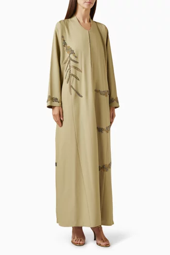 Bead Embellished Abaya in Crepe