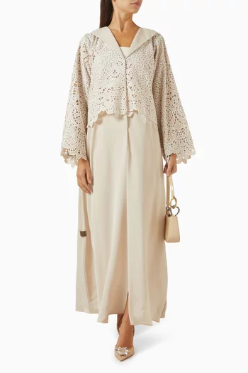 Overlay Schiffli Net Abaya