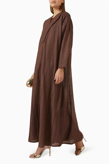 Flap-lapel Abaya Set in Linen