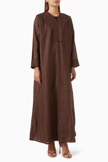 Flap-lapel Abaya Set in Linen