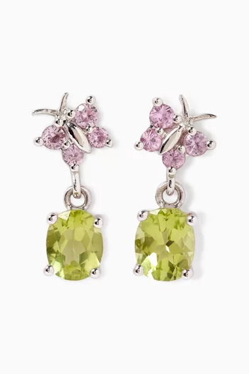 Butterfly Sapphire Drop Earrings in 18kt White Gold