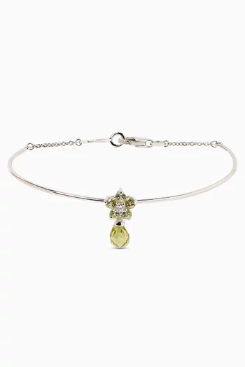 Flower Diamond Drop Bangle in 18kt White Gold