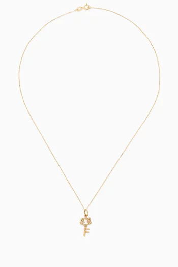 Maya The Kitten Letter 'F' Necklace in 18kt Yellow Gold