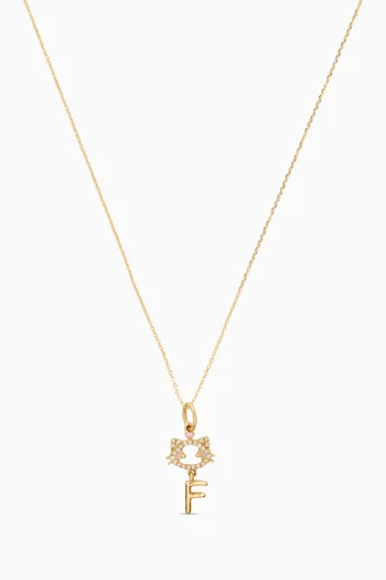 Maya The Kitten Letter 'F' Necklace in 18kt Yellow Gold