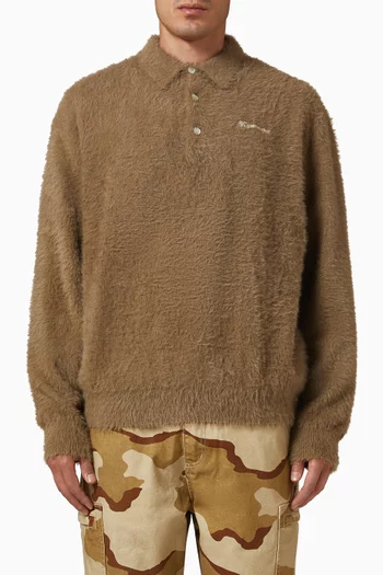 Logo Polo Shirt in Shaggy-knit