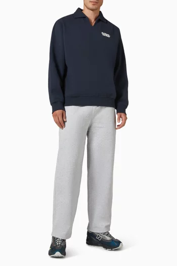 Open Collar Sweatshirt in Cotton-fleece
