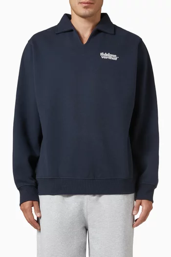Open Collar Sweatshirt in Cotton-fleece
