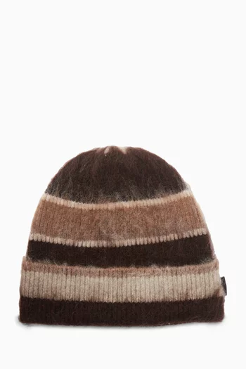 Striped Beanie in Mohair