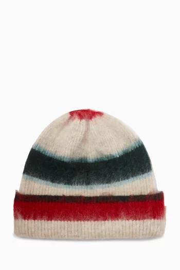 Striped Beanie in Mohair