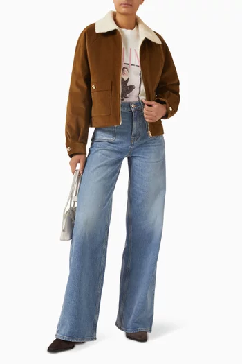 جاكيت بيلا قصير قطن مخملي مضلع