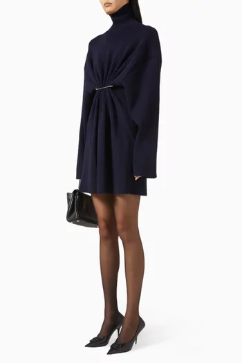 Pinched Mini Dress in Cotton & Wool