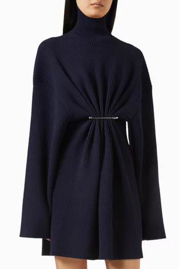 Pinched Mini Dress in Cotton & Wool