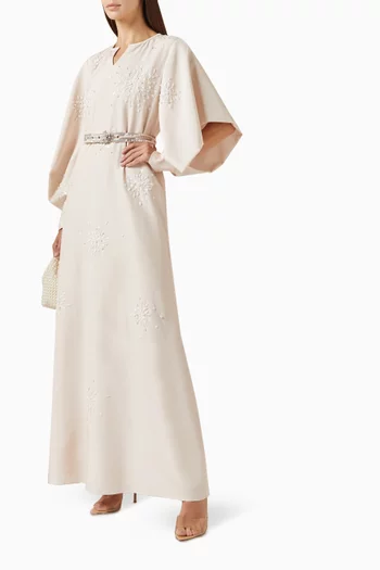 Scattered Beaded Belted Maxi Dress