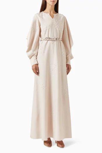 Scattered Beaded Belted Maxi Dress