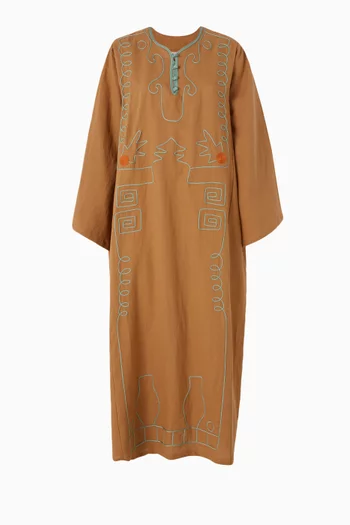Solenne 2 Hand-embroidered Kaftan in Linen