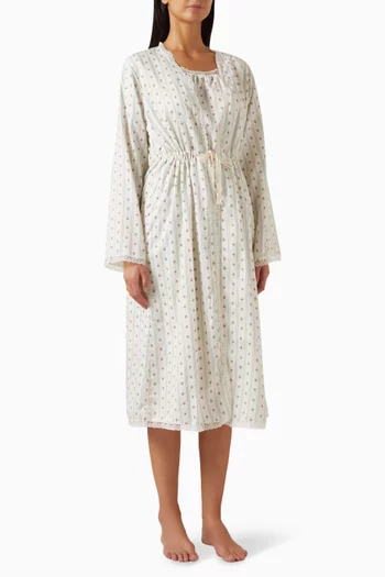 Allegra Night Dress & Robe Set in Cotton-satin
