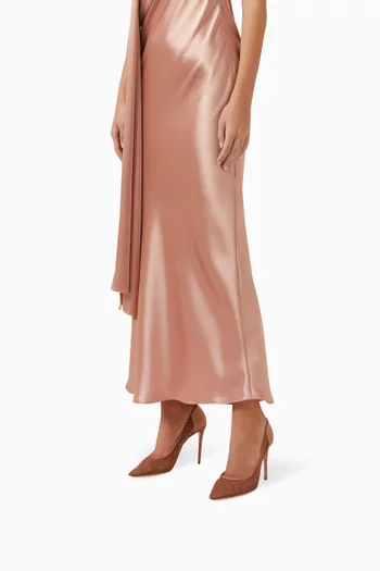 حذاء كلاسيك لور بكعب 105 مم قماش شبكي وستان لامع