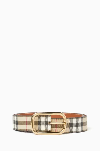 Check Belt in Faux Leather
