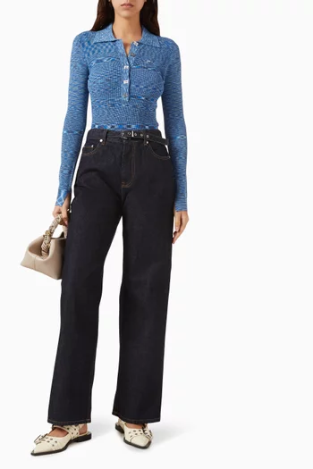 Space-dyed Polo Sweater in Viscose-blend