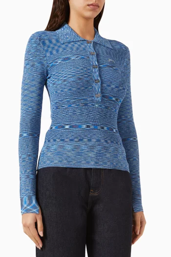 Space-dyed Polo Sweater in Viscose-blend