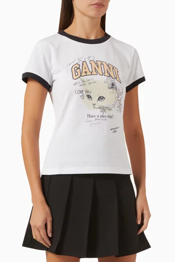 Kitty-print T-shirt in Organic Cotton