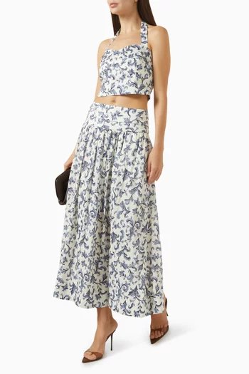 بلوزة رو بحمالات حول الرقبة كتان وحرير