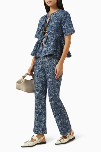 بلوزة بحافة على شكل جرس ونقشة تابستري دينم