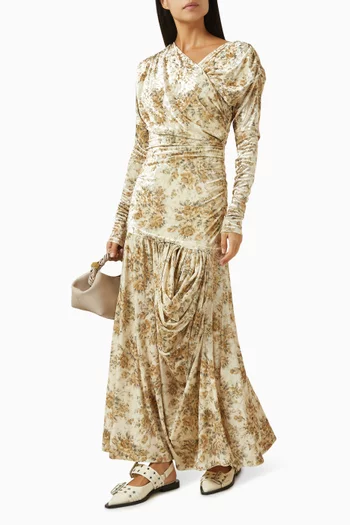 فستان بكشكش جيرسيه ومخمل