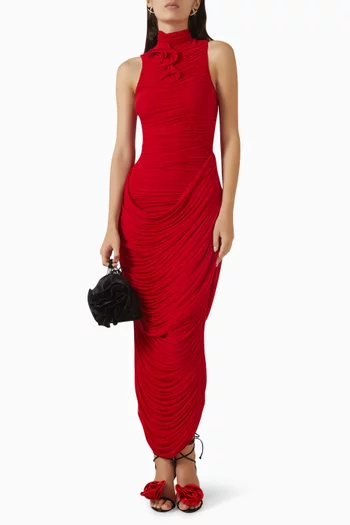 Ruched Drape Dress in Cupro