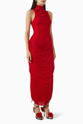 Ruched Drape Dress in Cupro