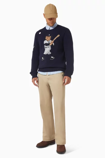 سترة مطرزة بشعار دب نسيج قطن بولو رالف لورين× يانكيز