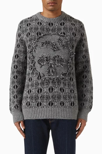 Distressed Skull Fair Isle Sweater in Knit